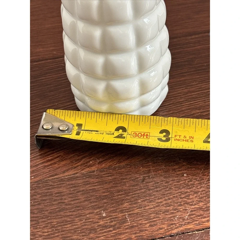 Vintage Small Milk Glass Waffle Pattern Vases 9